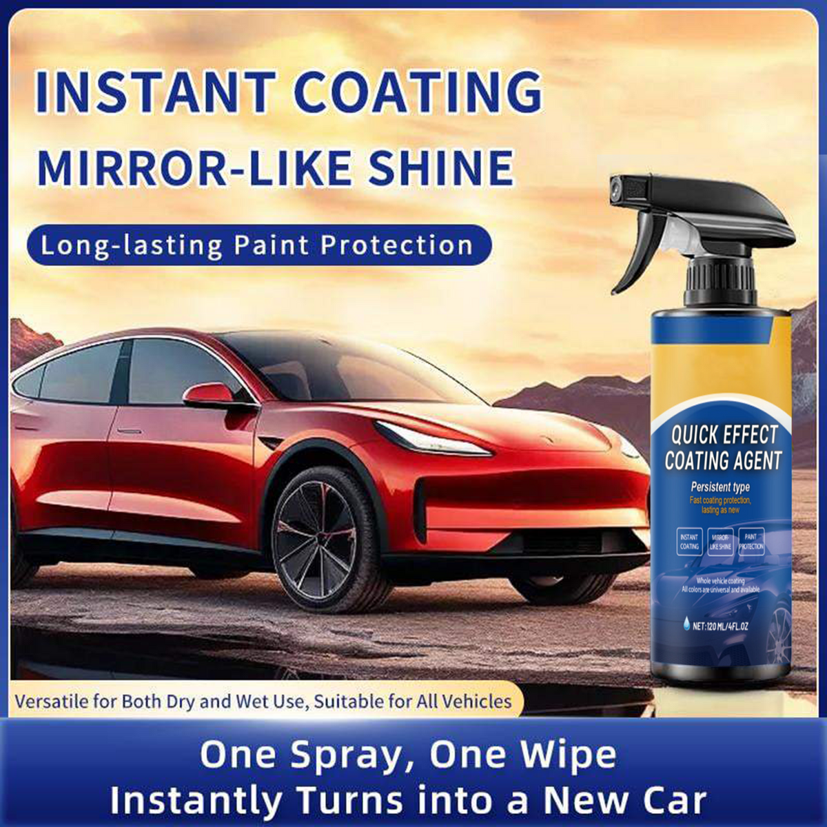 Advanced Car Quick-Acting Coating Agent Spray Kit 🚗✨ | Instant Mirror Shine & Protective Coating | 120ML Each Bottle