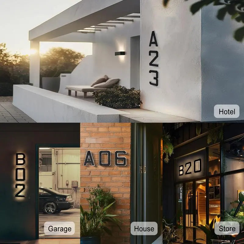 Solar Lighted Address Sign – Waterproof Modern Numbers for Outdoor Decor