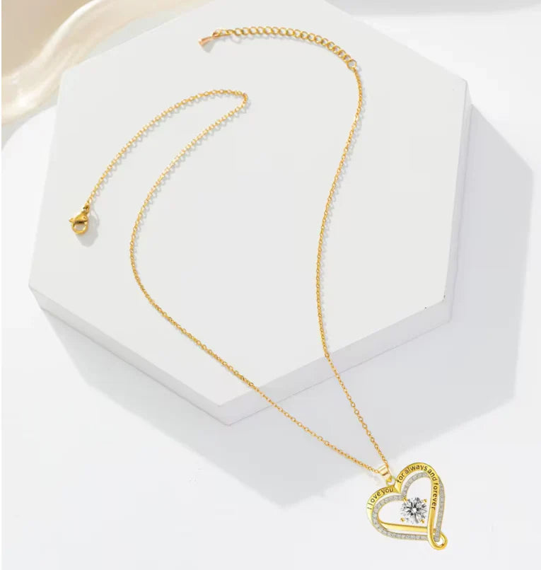 Engraved Heart Necklace for Wife with LED Box