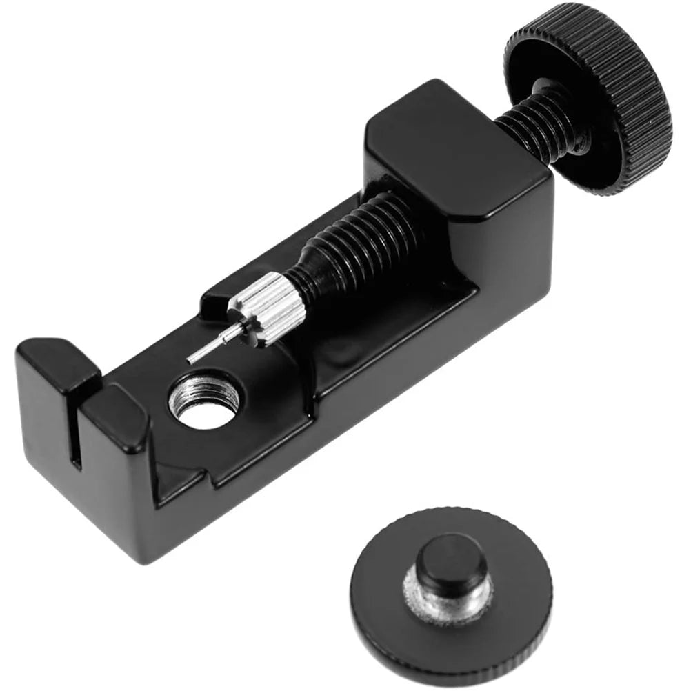 Strap Link Pin Removal Case with 2 Pins, 32mm Adjustable Width for Remove the Watch Band Links, Black