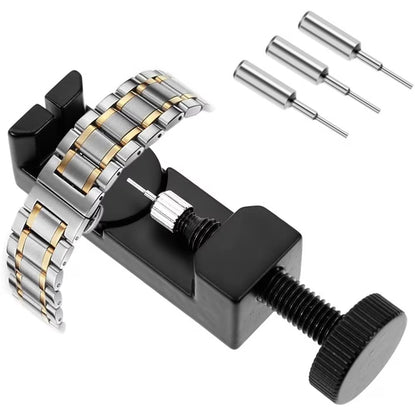 Strap Link Pin Removal Case with 2 Pins, 32mm Adjustable Width for Remove the Watch Band Links, Black