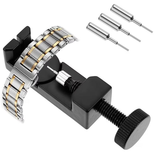 Strap Link Pin Removal Case with 2 Pins, 32mm Adjustable Width for Remove the Watch Band Links, Black